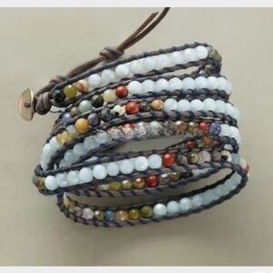 NEW Sundance Catalog Gemstone Leather Wrap Bracelet